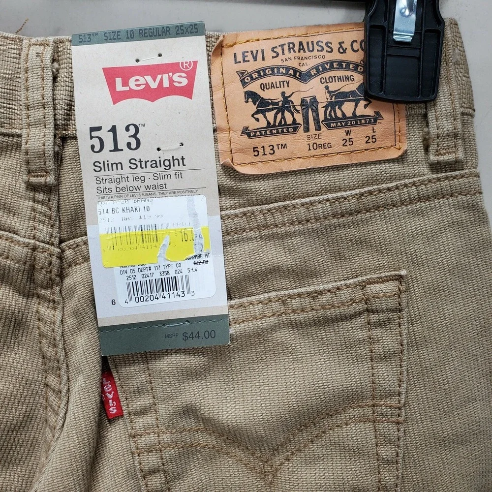 Levi's 513 Slim Straight Tan Pants NWT‎ Size 10 Boys